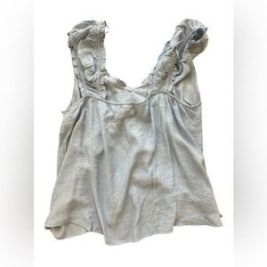 Ruffled Neckline Tank Top Tie Front Sleeveless Blouse Casual Summer Blue 2xl‎